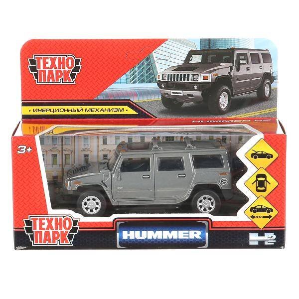 Машина металл "hummer h2" 12см, открыв. двери, инерц., темно-серый в кор. Технопарк в кор.2*36шт