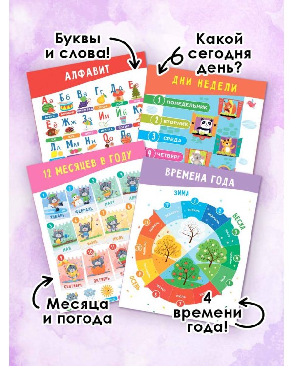 11 больших настенных плакатов для дошколят. Всё что нужно знать