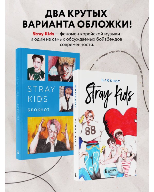 Stray Kids. Блокнот (формат А5, 128 стр., цветной блок, мягкая обложка серая)