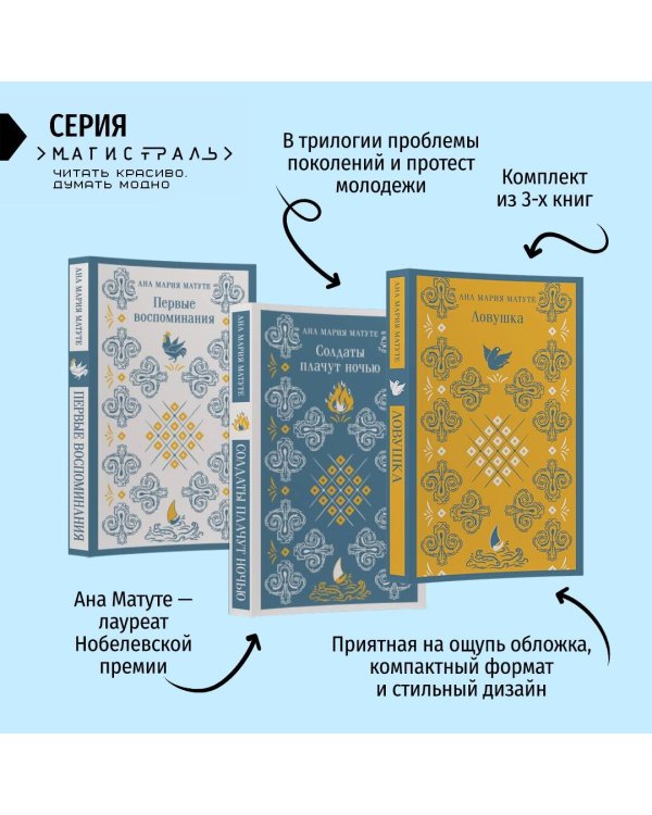 Комплект из 3-х книг: Ана Матуте "Первые воспоминания", "Солдаты плачут ночью", "Ловушка"