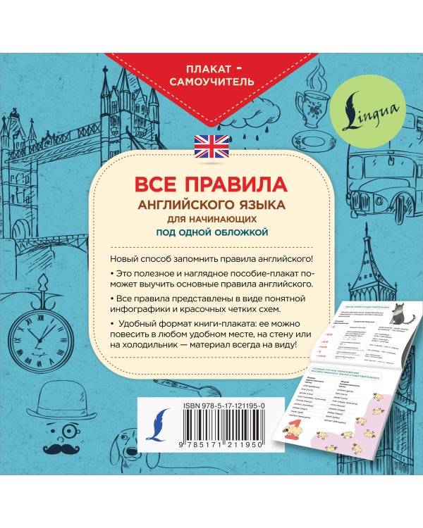 Все правила английского языка для начинающих под одной обложкой. Плакат-самоучитель