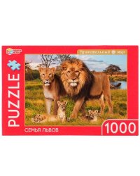 Семья львов.Пазлы классические в коробке. Пазл 1000 деталей. Умные игры в кор.10шт