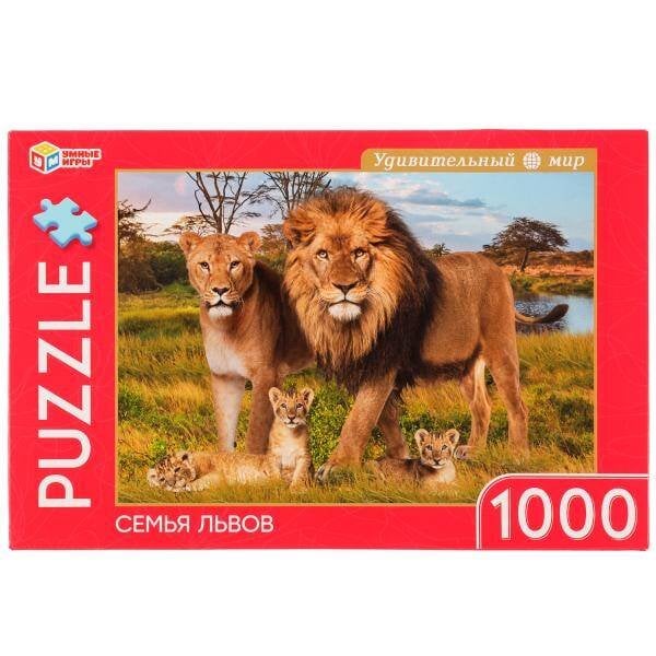Семья львов.Пазлы классические в коробке. Пазл 1000 деталей. Умные игры в кор.10шт