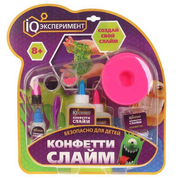 Набор опыты сделай слайм сам конфетти,в блистере ИГРАЕМ ВМЕСТЕ в кор.18шт