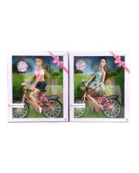 Кукла (29 см) "Прогулка на велосипеде"(велосипед,шарнирная,микс: 2 вида,в кор.) ( Арт. 2223501)