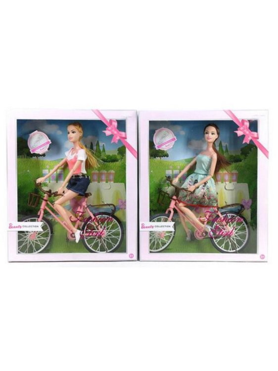 Кукла (29 см) "Прогулка на велосипеде"(велосипед,шарнирная,микс: 2 вида,в кор.) ( Арт. 2223501)