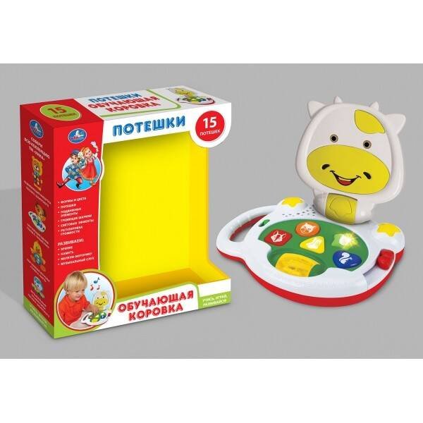 "УМКА" (детские развивающие игрушки) (Умка) Обучающая Коровка.15 потешек, на бат. свет+русс. чип. ТМ "УМКА" в русс. кор. в кор.2*18шт