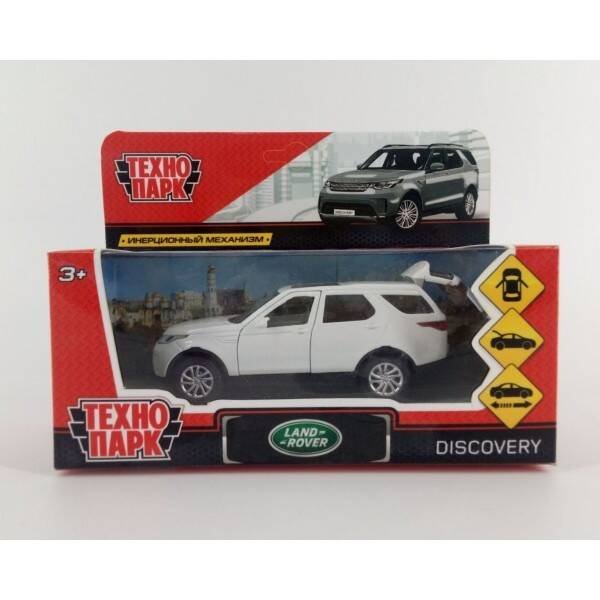 Машина металл LAND ROVER DISCOVERY 12см, открыв. двери, инерц, белый, в кор. Технопарк в кор.2*36шт