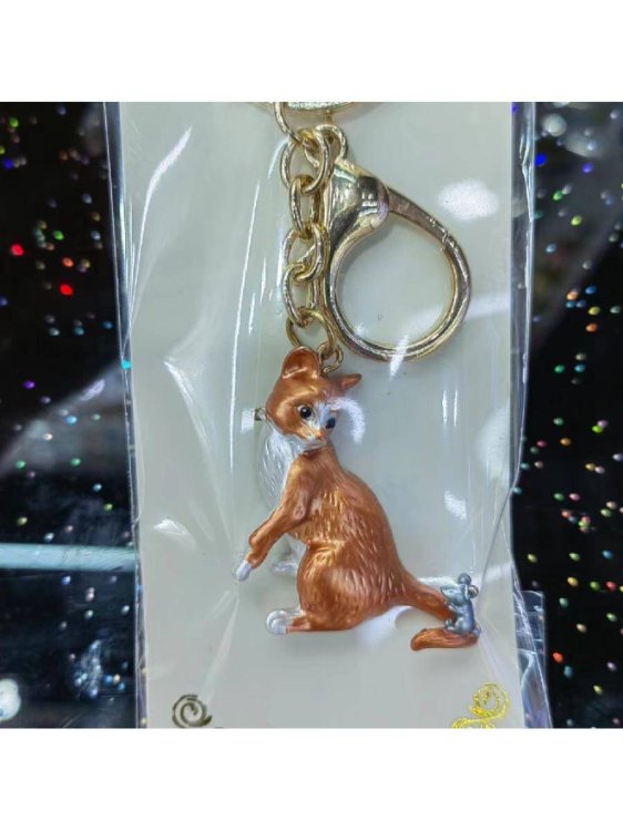 Брелок  для ключей "Котик с мышкой", 4*6,5см Т-7199