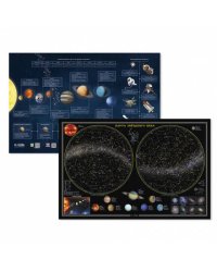 Карта 58х38 см. Звездное небо/Планеты. Настенная двухсторонняя. ГЕОДОМ