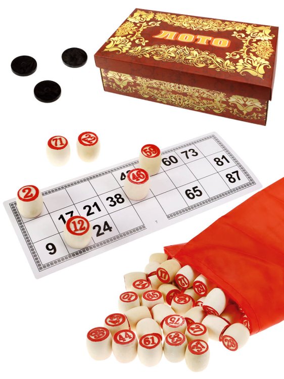 ЛОТО (импорт) (Рыжий Кот) Лото пластиковое с золотым тиснением (23x11x8 см) в картонной коробке (целые бочонки) (Арт.AN03225)