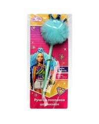 Ручка шариковая БАРБИ с бирюзов. пуш.топпером, barbie extra, блистер Умка в кор.6*36шт