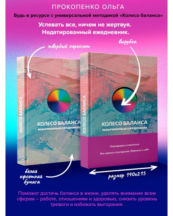 Колесо баланса. Невыгораемый ежедневник. Планировать и меняться без стресса и выгорания, бережно к себе