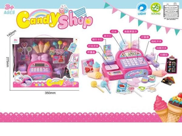 ИГРОВЫЕ НАБОРЫ "МАГАЗИН" (Рыжий Кот) Игровой набор. Касса(28*13*15) "МАГАЗИН СЛАДОСТЕЙ"(звук,бат.3шт.АА не в компл.) ( Арт. 1955118)