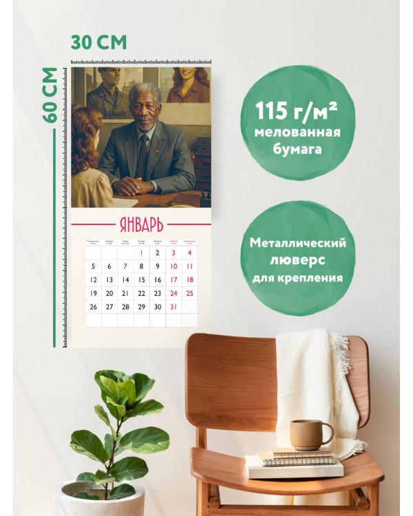 Голливудские актеры в России. Календарь настенный на 2026 год (300х300 мм)