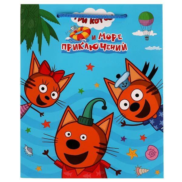 Пакет малый Три Кота m 18*22,7*10 см, три кота и море ЧУДО ПРАЗДНИК в кор.150шт