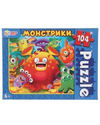 Монстрики.  Пазлы классические в коробке.  Пазл 104 детали. Умные игры в кор.24шт