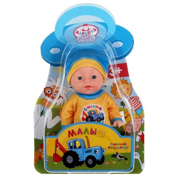 КУКЛЫ СИНИЙ ТРАКТОР (Умка) Пупс неозвуч Синий ТРАКТОР 12см, можно купать, на блистере КАРАПУЗ в кор.120шт