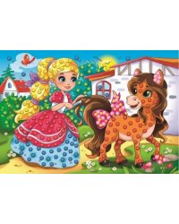 МОЗАИКА ИЗ ПОМПОНОВ. формат А4. ПРИНЦЕССА С ЛОШАДКОЙ. Арт. М-0416