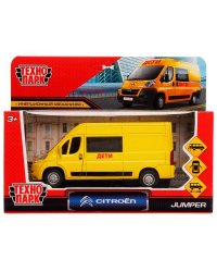 Машина металл CITROEN JUMPER ДЕТИ 14 см, двери, багаж, инерц, желтый, кор. Технопарк в кор.2*36шт