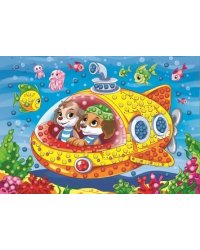 МОЗАИКА ИЗ ПОМПОНОВ. формат А4. ЩЕНКИ В ПОДВОДНОЙ ЛОДКЕ. Арт. М-0417