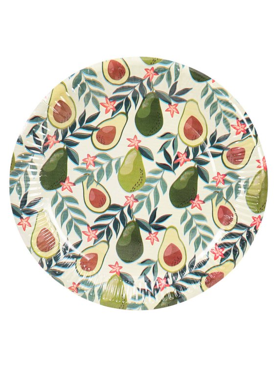 Тарелка бумажная Ветви авокадо (23 см, 6 шт) флоупак ФЛ-6212