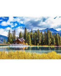 Алмаз мозаика (клас.) 30х40 см, с подр., с полн. заполн. (цв.) Одинокий домик у озера.(Арт. AC34067)