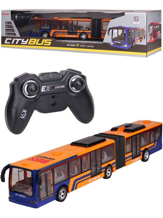 Грузовики, техника Р/У (Рыжий Кот) Машинка на р/у (46*5*6)"Городской автобус"(свет,USB,акк.3.7V,бат.2шт.AA не в компл) (Арт. 2055092)