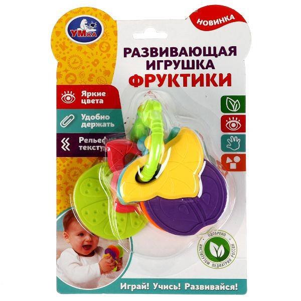 ПОГРЕМУШКИ БЕЗ БАТАРЕЕК (Умка) Развивающая игрушка ФРУКТЫ на блист. Умка в кор.2*72шт