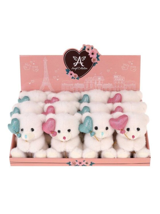 Мишка с шариком 14см., в инд., кор., в ассорт., дисплей