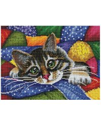 Мозаика на подрамнике Котик в лоскутках (246-ST-S)