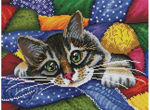 Мозаика на подрамнике Котик в лоскутках (246-ST-S)