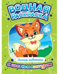 ВОДНАЯ РАСКРАСКА с цветным контуром. Лесные животные