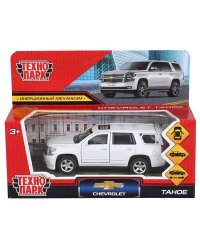 Машина металл CHEVROLET TAHOE МАТОВЫЙ 12 см, двери, багаж, инер, белый, кор. Технопарк в кор.2*36шт