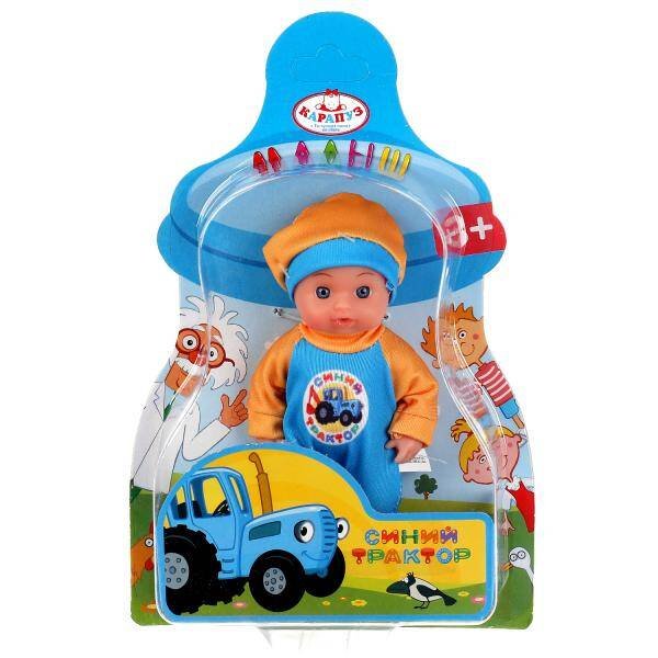 КУКЛЫ СИНИЙ ТРАКТОР (Умка) Пупс функц Синий ТРАКТОР 15см, пьет, пис, бутылочка, на блистере КАРАПУЗ в кор.72шт
