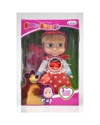 КУКЛА "Карапуз" Маша и Медведь. Маша 25см, озвуч., руссифиц. в платье в горох в русс.кор. в кор.18шт