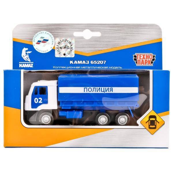 "ТЕХНОПАРК" БЕЗ СВЕТА И ЗВУКА (Умка) МАШИНА "ТЕХНОПАРК" ИНЕРЦ. КАМАЗ 65207 ПОЛИЦИЯ БОРТОВОЙ СО СЪЕМНЫМ ТЕНТОМ 12СМ В КОР. в кор.2*24шт