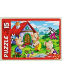 09. МАКСИ-ПАЗЛЫ 15 элементов. ТРИ ПОРОСЕНКА (Арт. ПУ15-0454)