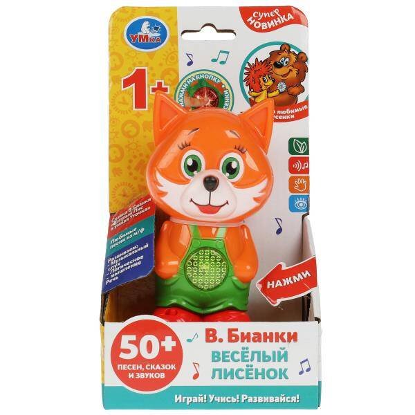 ФИГУРКИ (Умка) Весёлый лисёнок Бианки В. 50 песен,стихов,звуков. свет.кор.бат. Умка в кор.96шт