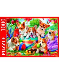 ПАЗЛЫ 1000 элементов. Ф1000-0757 ЩЕНКИ КОРГИ В САДУ