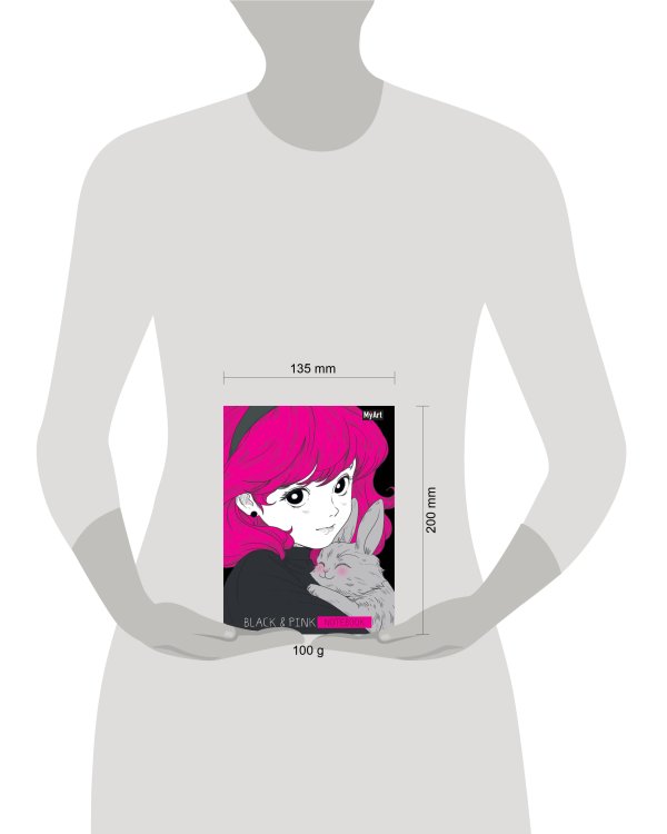 MyArt. БЛОКНОТ в линию Black & Pink. Девочка с кроликом