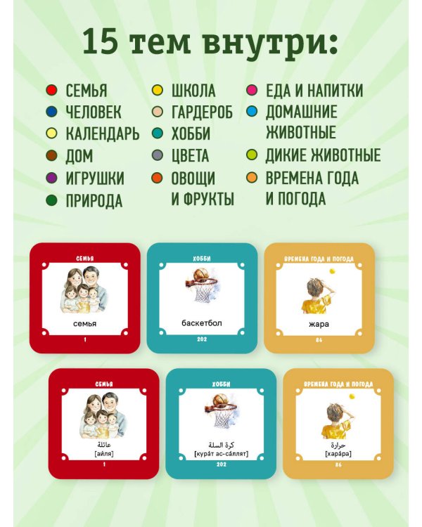 Карточки для запоминания арабских слов. Начальный уровень (набор 365 шт.)