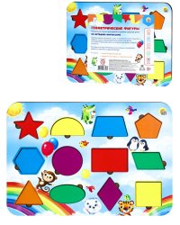 Деревянная игрушка (275х195х6 мм) Геометрические формы и фигуры ( Арт. ОБ00038)