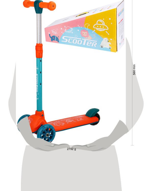 Самокат 3-х колесный со светом 50*25*57 （83）см (Арт. 806O)