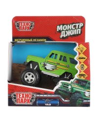 Машина металл свет-звук UAZ HUNTER МОНСТР ДЖИП 11 см, двери, багаж, кор. Технопарк в кор.2*30шт