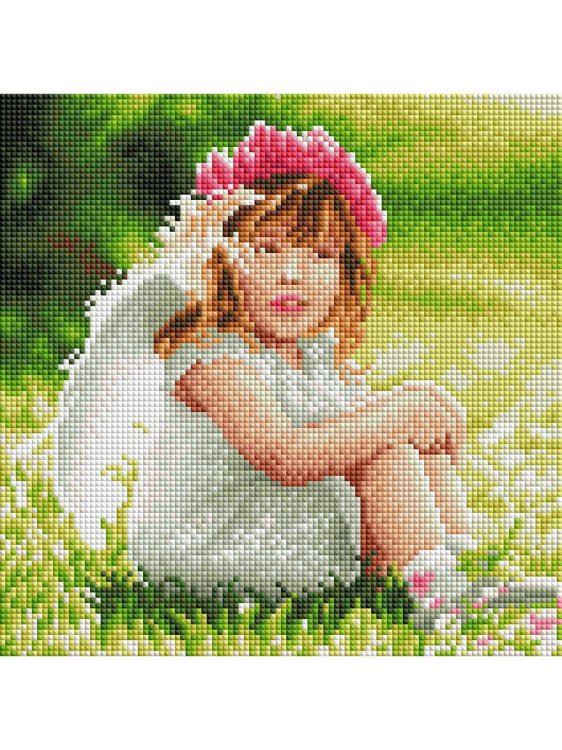 Алмазная мозаика (класс) 30*30 с подр., с полн.запол. (33цв) МИЛАЯ ДЕВОЧКА. Арт. AC30009