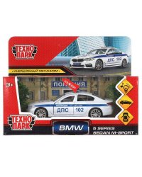 Машина металл свет-звук BMW 5-er M-SPORT ПОЛИЦИЯ 12 см, двери, багаж, кор. Технопарк в кор.2*36шт