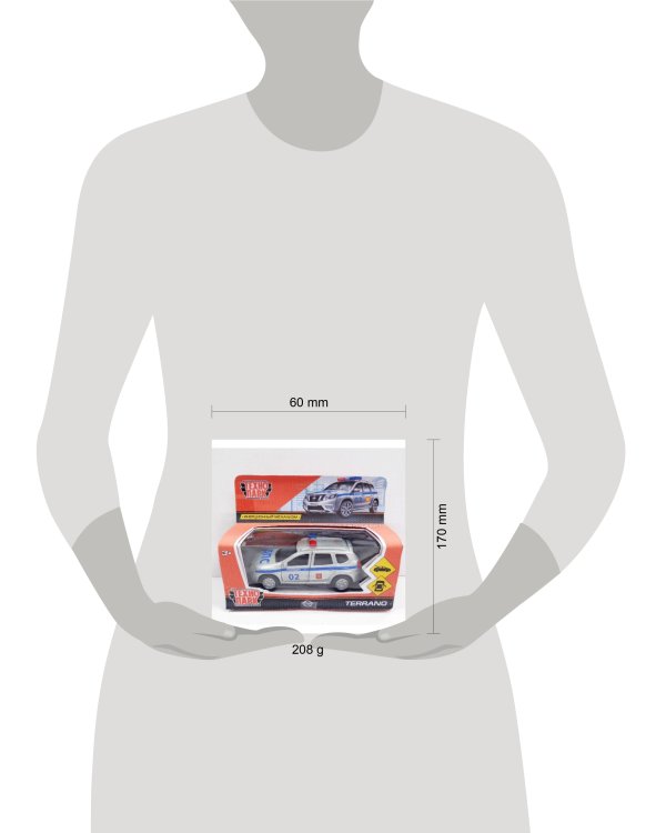 МАШИНА "ТЕХНОПАРК" МЕТАЛЛ. ИНЕРЦ. NISSAN TERRANO ПОЛИЦИЯ 12СМ, ОТКРЫВ. ДВЕРИ В КОР. в кор.2*24шт