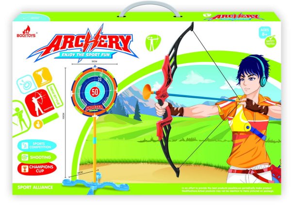 Лук 57х37х5,5см (стрелы на присосках 3шт., мишень) (Арт.Y12849104)