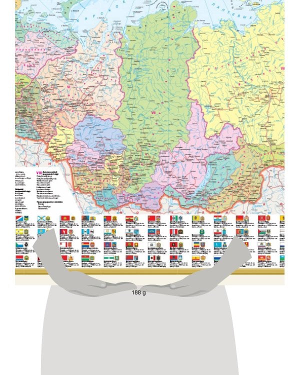 Политическая карта мира с флагами. Федеративное устройство России с флагами А0